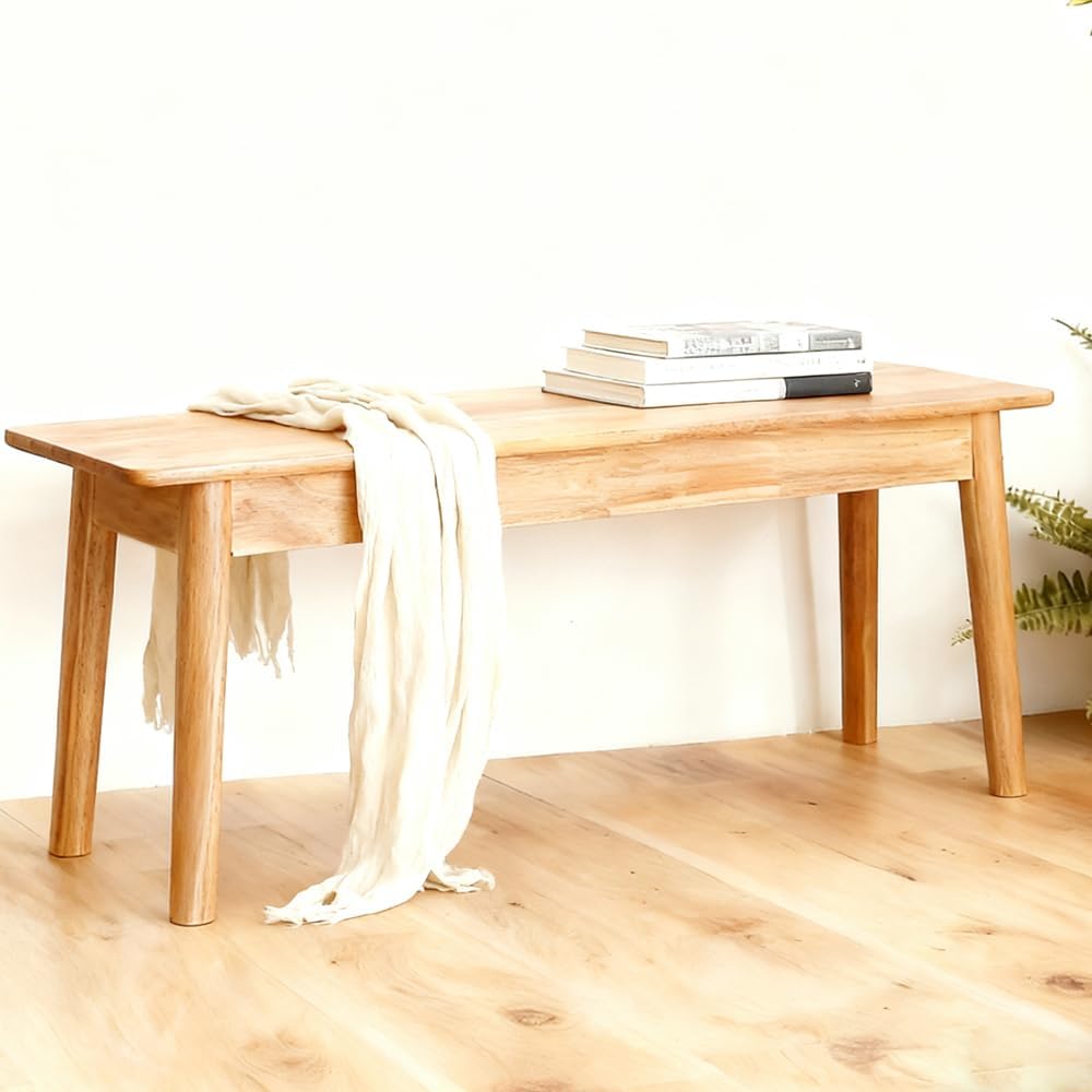 Probasto ダイニングベンチ 110×30×43cm ラバーウッド無垢材 長椅子 3人掛 ベンチチェア ダイニングチェア 玄関椅子 背もたれ無し 居間 リビング ベッドルーム 食堂 ロビー 脱衣所 天然木