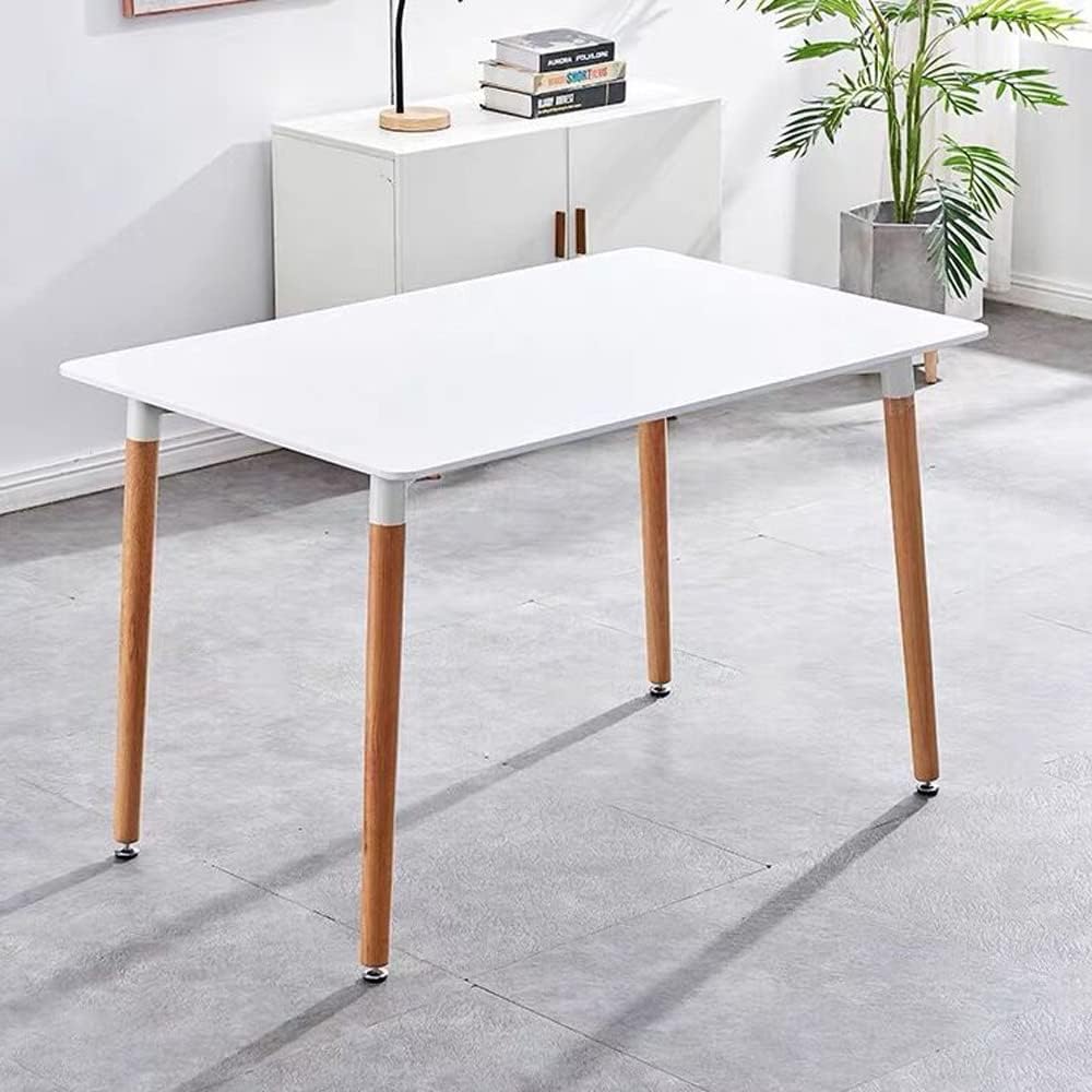 Probasto ダイニングテーブル イームズ 食卓テーブル MDF材 ビーチ無垢材 120×80×72cm ホワイト レクタングル 長方形 4人掛け