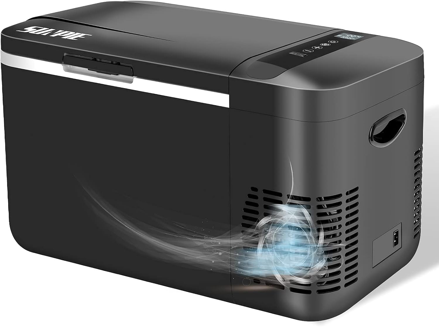 「SUNPIE」車載冷蔵庫 20L ポータブル冷蔵庫 -22℃～10℃ 急速冷凍 3WAY電源対応 DC12V/24V AC100V LCD温度表示 コンプレッサー式 車載冷蔵冷凍庫 静音 大容量 省