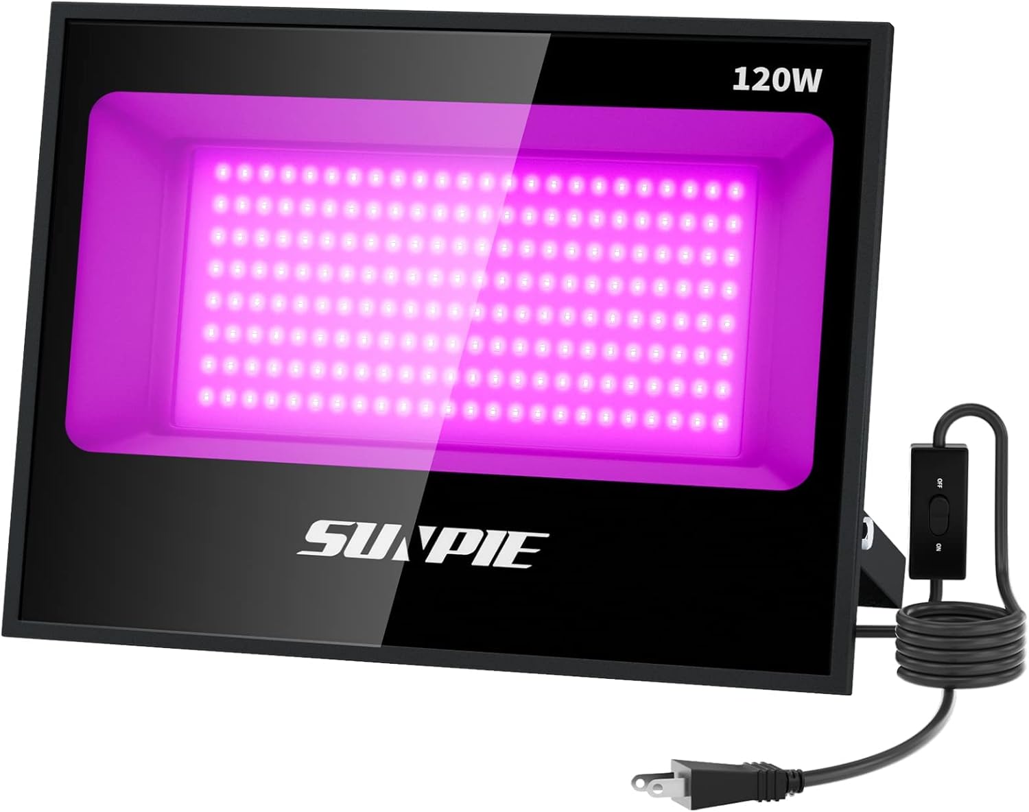 「SUNPIE」紫外線 ブラックライト 60W 投光器 365-405nmUV樹脂硬化ライト 3Dモデル乾燥用 長寿命 防水IP65 AC85V～265V レジン用 屋外用 広角120度 舞台照明 雰
