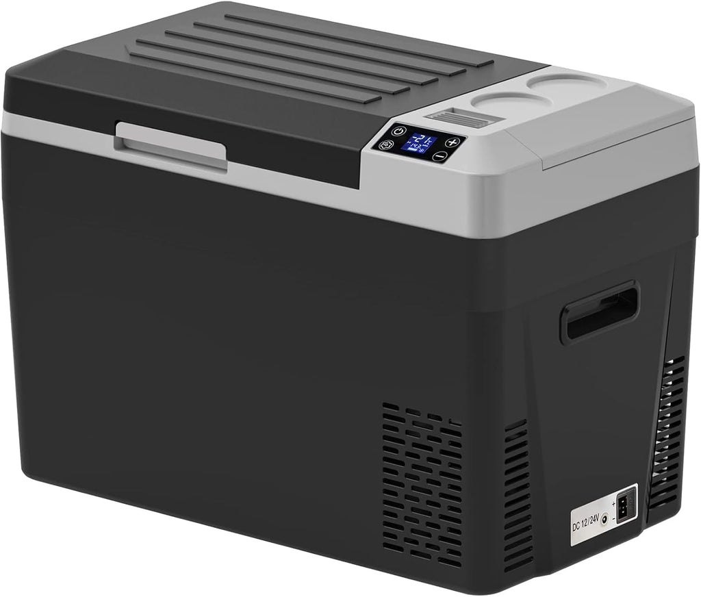 「SUNPIE」車載冷蔵庫 9L 小型 着脱式バッテリー内蔵可能 -22℃～10℃ 60W 急速冷凍 仕切板付 庫内灯付 断熱性3倍 24時間保冷 3WAY電源対応 AC100V/DC12V24V 車