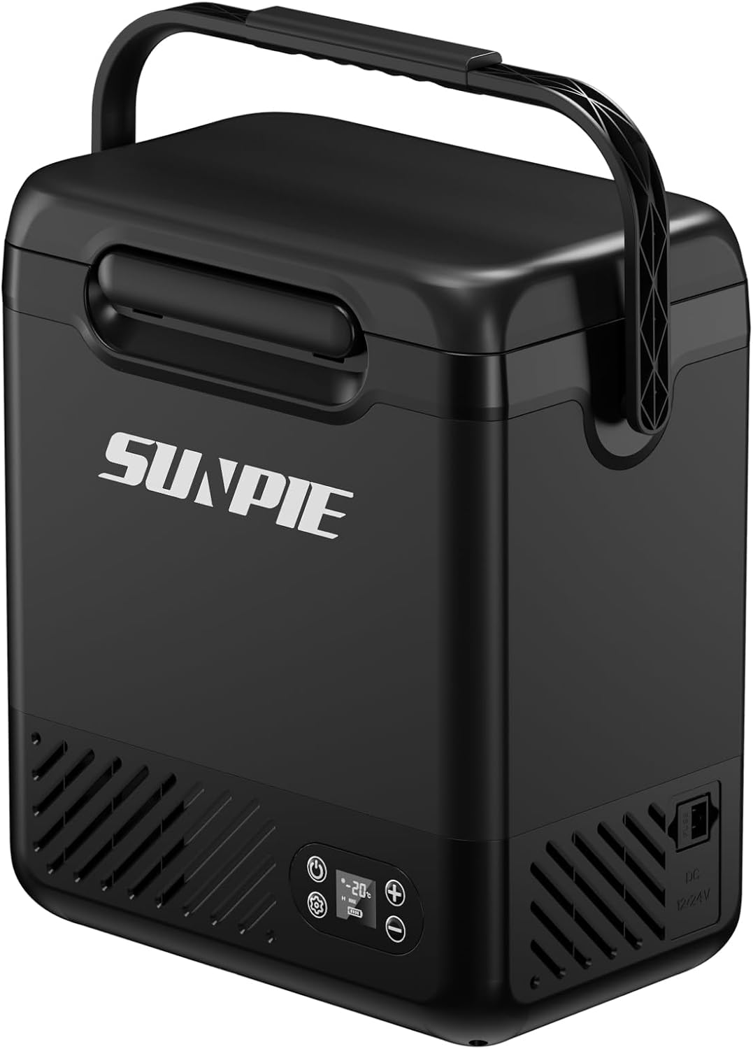 【2025最新】SUNPIE 車載冷蔵庫 12L 小型 バッテリー1個付き ポータブル冷蔵庫 -20℃～20℃ 急速冷凍 4WAY電源対応 DC12V/24V AC100V コンプレッサー式 車載冷蔵