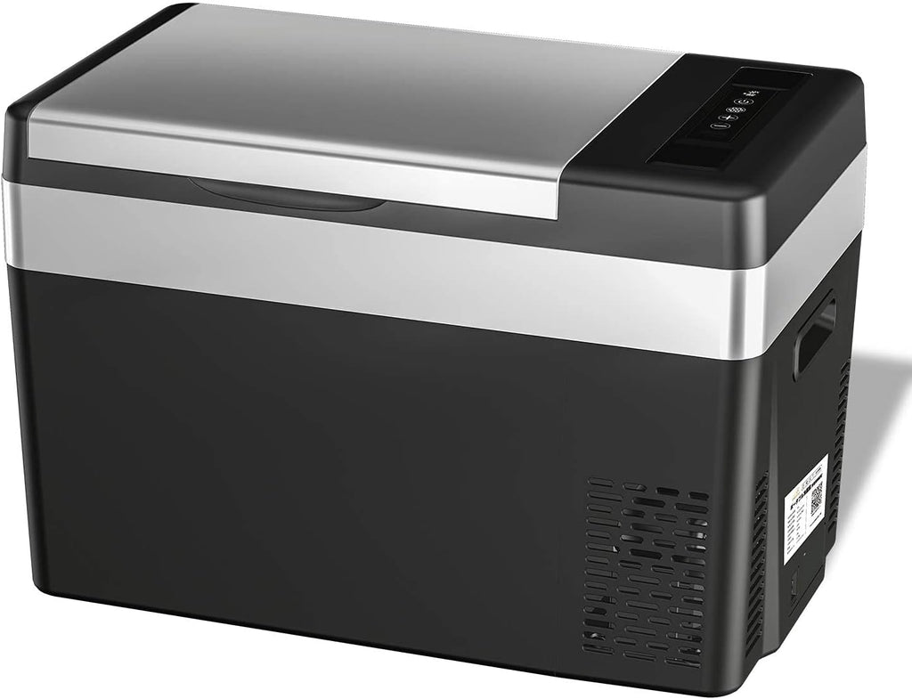「SUNPIE」車載冷蔵庫 20L ポータブル冷蔵庫 -22℃～10℃ 急速冷凍 3WAY電源対応 DC12V/24V AC100V LCD温度表示 コンプレッサー式 車載冷蔵冷凍庫 静音 大容量 省