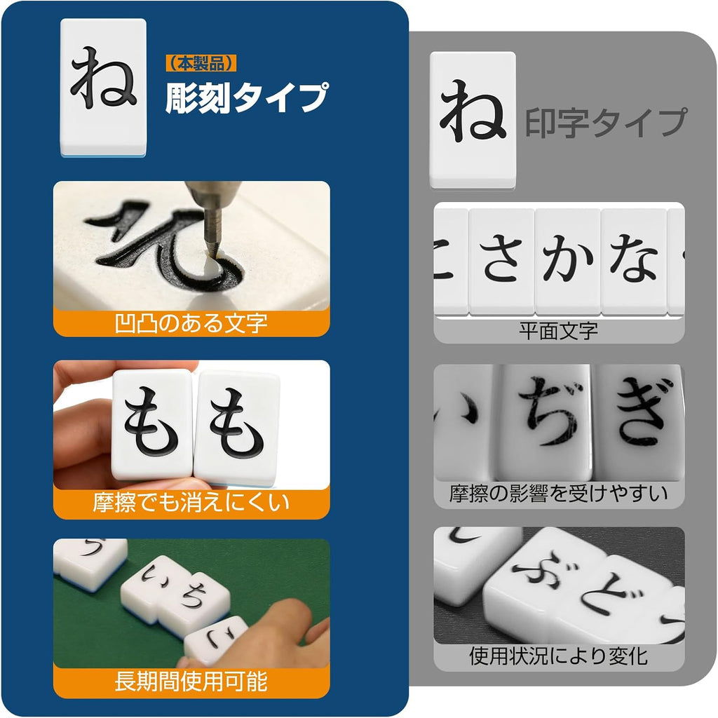 「SUNPIE」ひらがな麻雀 ひらがなじゃん 彫刻タイプ 26mm麻雀牌 収納ケース付き 言葉作りゲーム 脳トレ&語彙力アップ 2人以上 日本語説明書付 携帯便利
