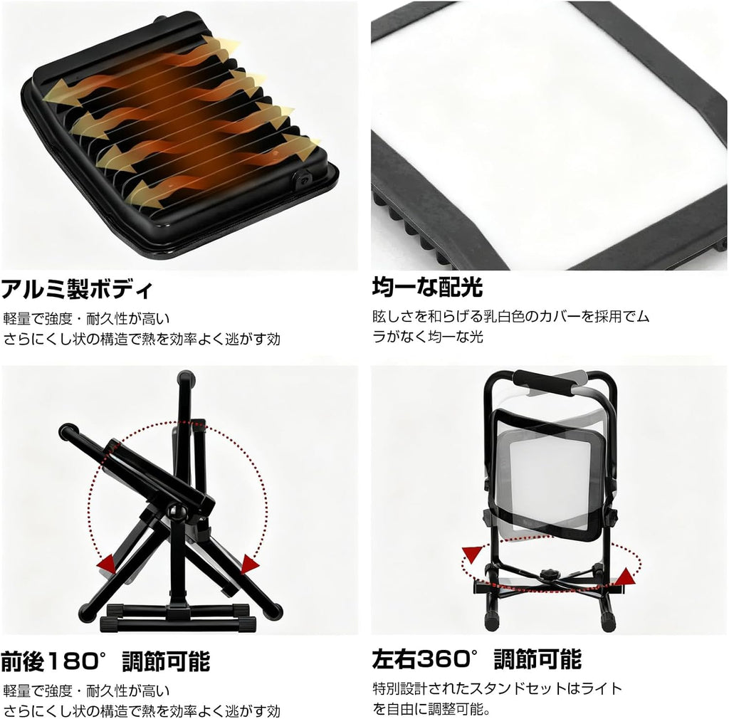 「SUNPIE」LED投光器 ライト 屋外 作業灯 フラッドライト 三面発光広角210度 60W 10000LM高輝度 昼光色 温白色 電球色 3色切替 AC90V～260V 長寿命 防水IP65 集