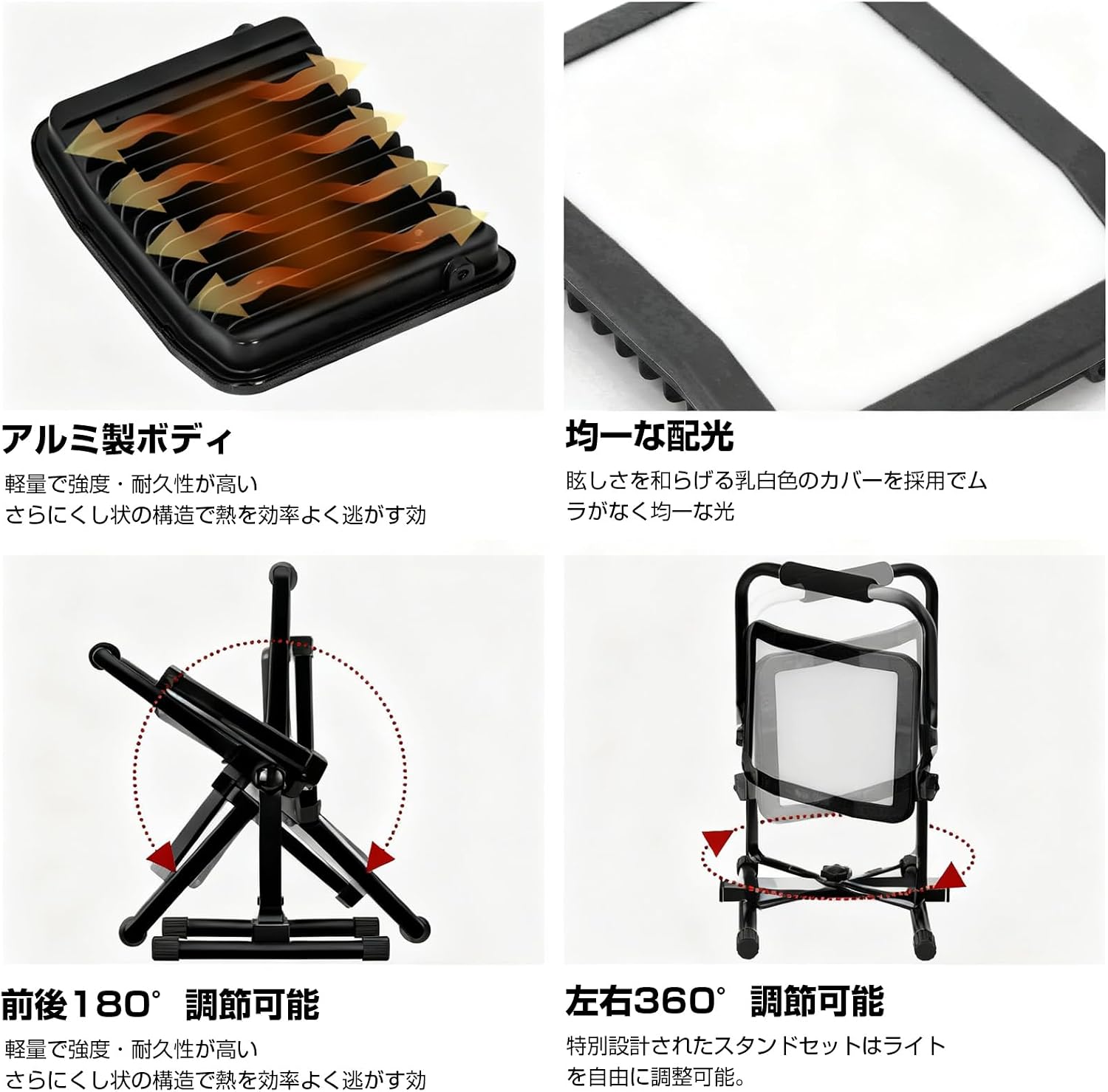 「SUNPIE」LED投光器 ライト 屋外 作業灯 フラッドライト 三面発光広角210度 60W 10000LM高輝度 昼光色 温白色 電球色 3色切替 AC90V～260V 長寿命 防水IP65 集