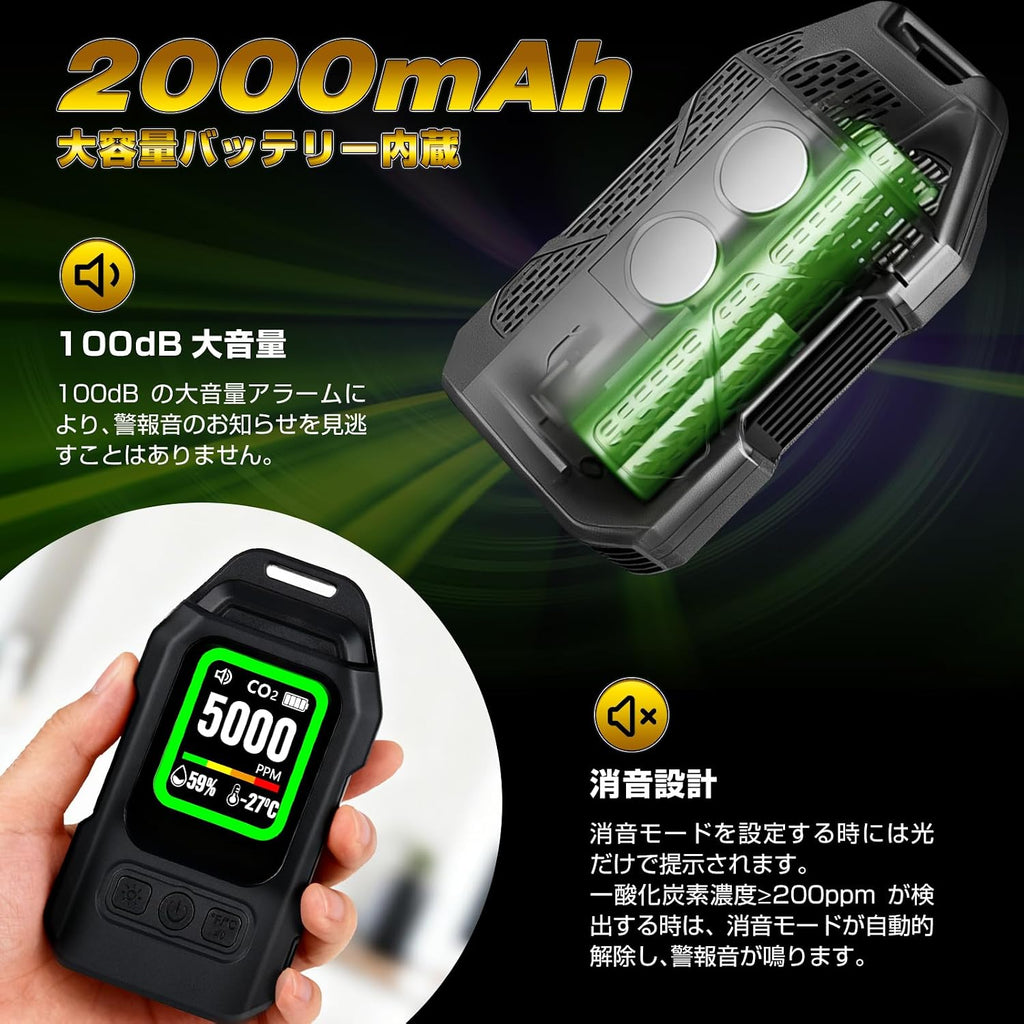 「SUNPIE」一酸化炭素チェッカー 4in1 一酸化炭素濃度/湿度/温度検知 緊急照明機能 充電式 磁石付き 一酸化炭素検知器 警報器 COアラーム テント用 一酸化炭素中毒防止 一酸化炭素測定器 