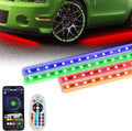 「SUNPIE」RGB LEDテープ アンダーライト 4本セット 高輝度 アルミニウムボディー 音に反応サウンドセンサー内蔵 フルカラー 車外装飾 360度の堅い構造 防水IP65 多種フラッシュモー