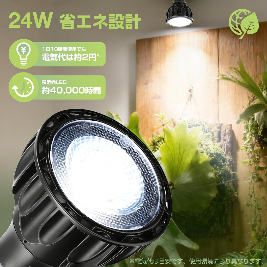 「SUNPIE」植物育成ライトLED 補光ライト 24W フルスペクトル 白色光 5800K 24°集光設計 E26口金 工事不要 室内栽培・観葉植物用・多肉植物用 (4, 24W)