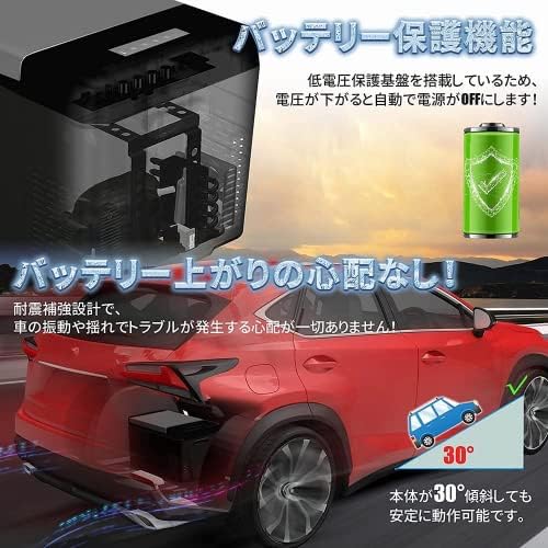 SUNPIE 車載冷蔵庫 20L ポータブル冷蔵庫 -22°C~10°C 急速冷凍 3WAY電源 DC12V/24V AC100V LCD温度表示 コンプレッサー式 大容量 静音 省エネ 車載・家庭両用 低電圧保護 PSE認証